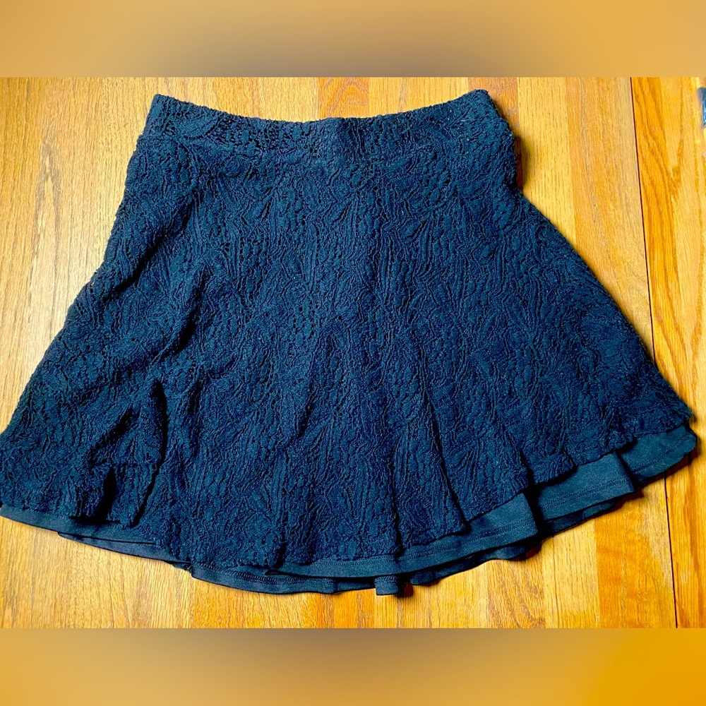Xhilaration Black Lace Lined Skater Skirt
